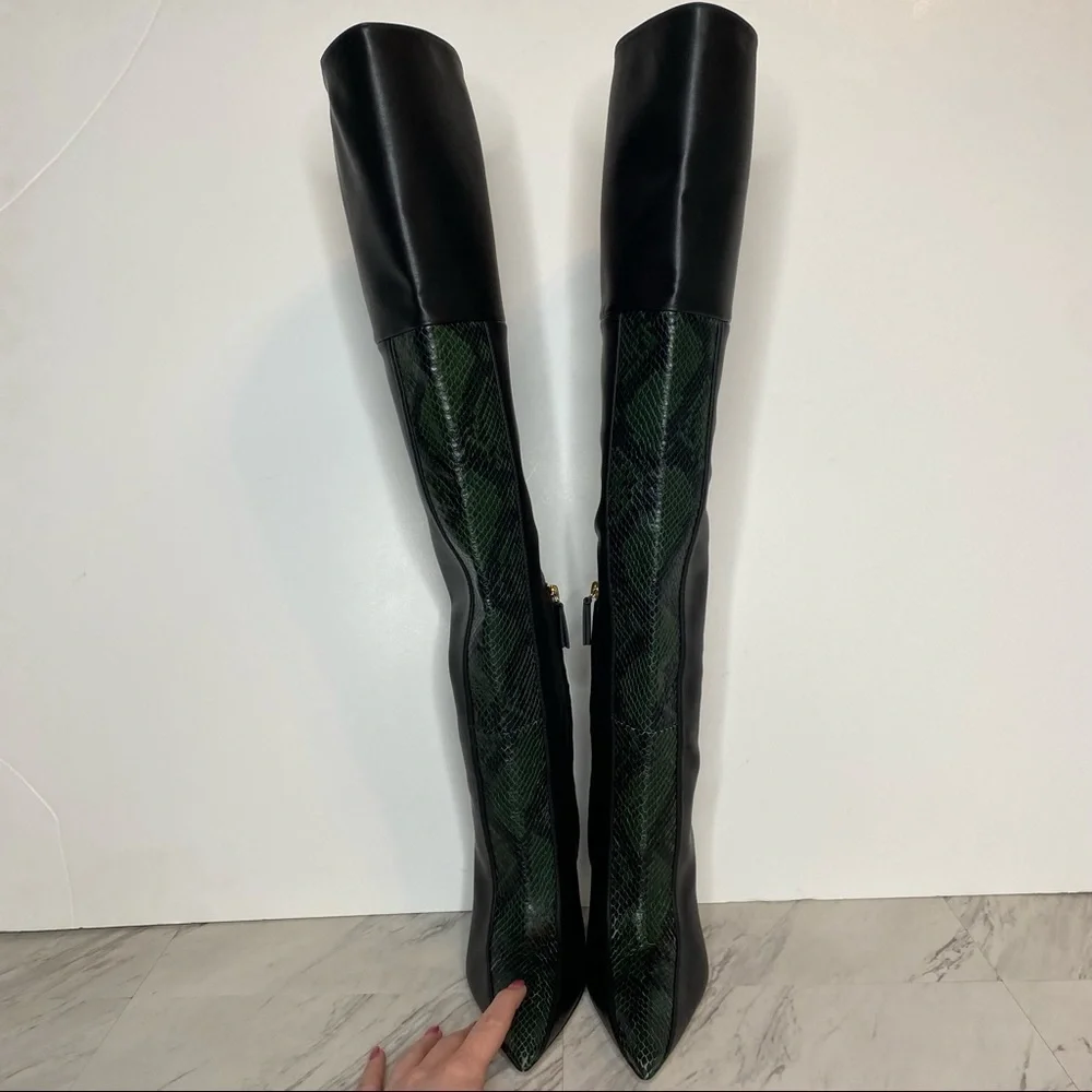 Good American The Koko Snake Embossed Leather Over The Knee Boot 5